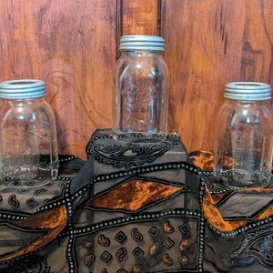 Clear Glass Mason Jar with Metal Lid Lamp Shades With Open Bottoms #32